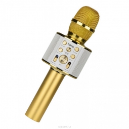 Беспроводной Bluetooth караоке микрофон со встроенным динамиком Hoco BK3 gold