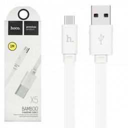Кабель HOCO X5 Bamboo Micro-USB 1M, White
