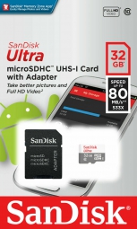 Карта памяти SanDisk Ultra microSDHS Class 10 UHS-I 80MB/s 16GB