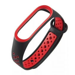 Ремешок для фитнес-браслета Xiaomi Mi Band 5 \ 6 черно-красный