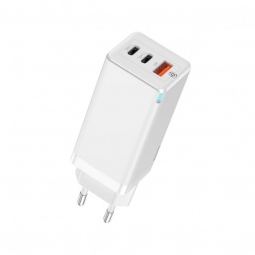Сетевое зарядное устройство быстрое PD 3.0+QC 4+ USB+2xUSB Type-C Baseus GaN Quick Travel Charger 65W - Белый (CCGAN-B01)