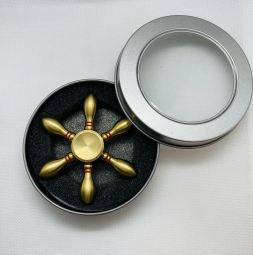 Игрушка-антистресс Спиннер металлический шестилучевой (золото, красный)