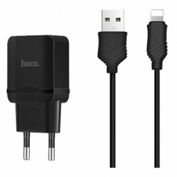 Зарядное устройство Hoco C22A 2.4A + Lightning кабель Black